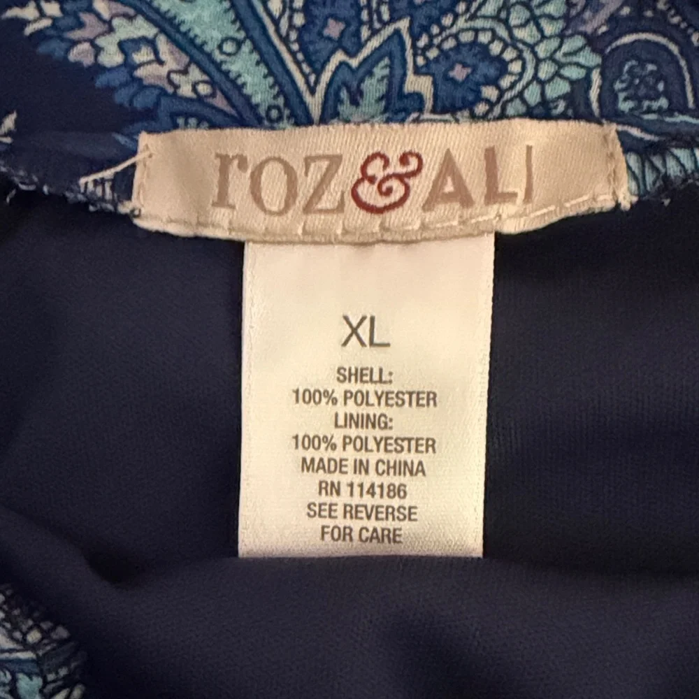 Roz & Ali Blue Paisley A-Line Skirt